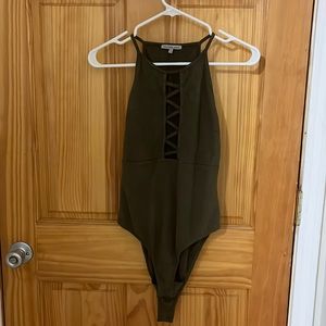 Women’s Olive Green Cut Out Bodysuit